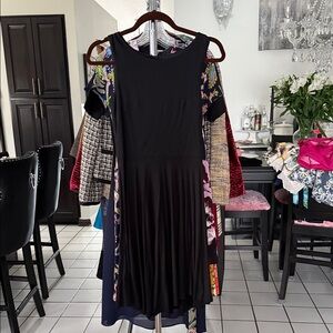 LOFT Black Sleeveless Midi Dress